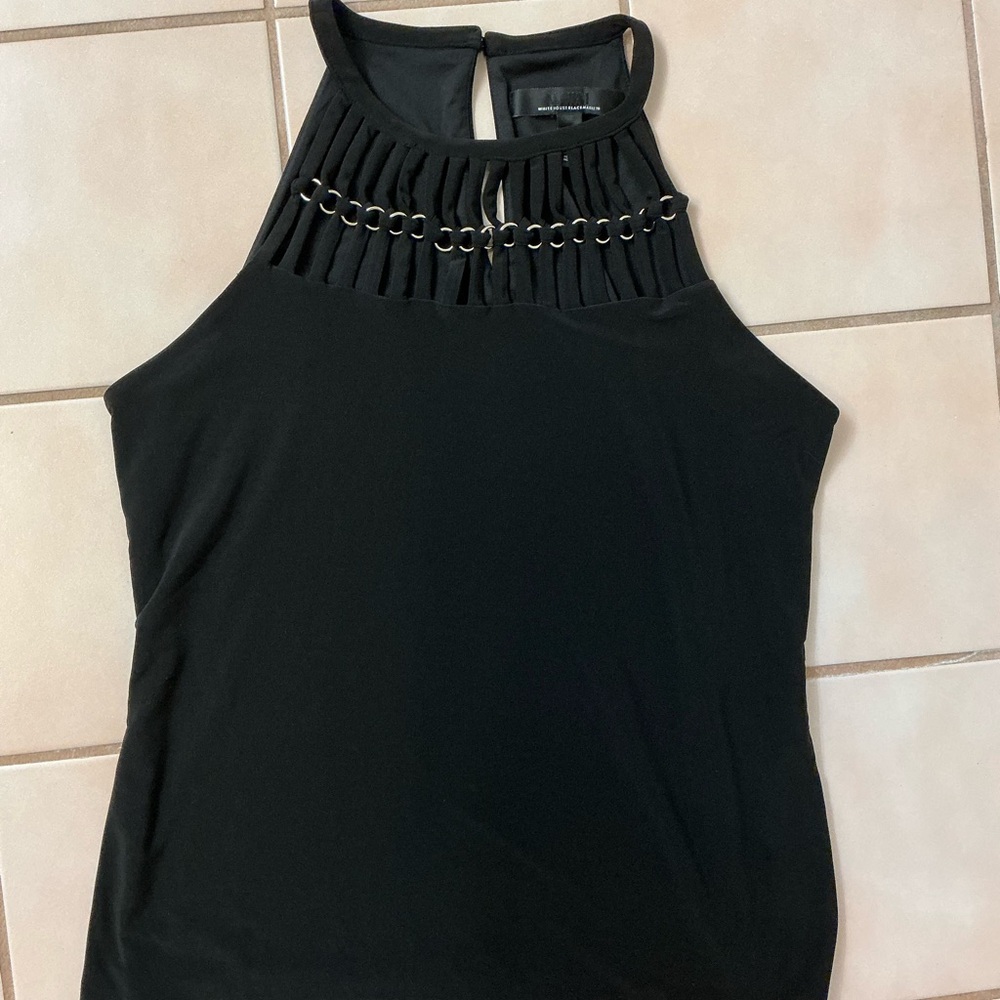 Whit House Black Market  Matte Jersey Halter Top Sz Small Black NWOT